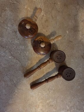 Wooden Salt and Pepper Shakers with Handles - Brown
